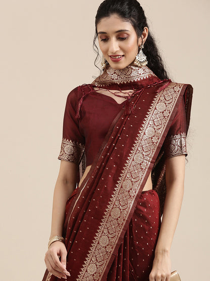 MAROON KSHANAYA SILK SAREE
