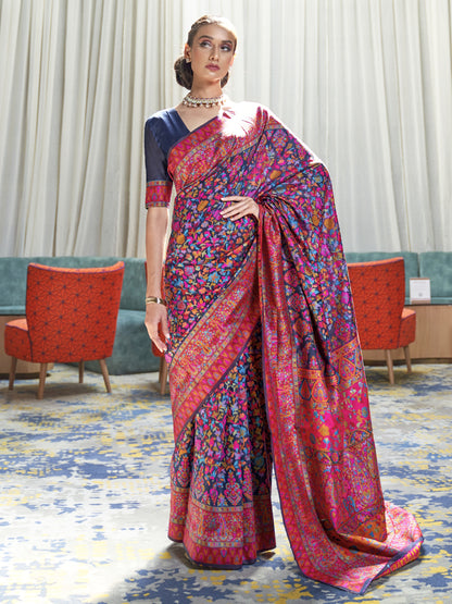 NAVY BLUE KASHMIRA SILK COTTON