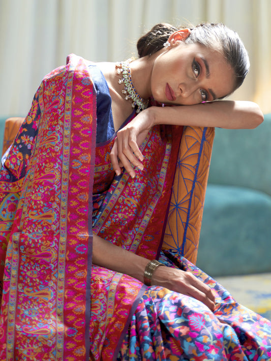 NAVY BLUE KASHMIRA SILK COTTON