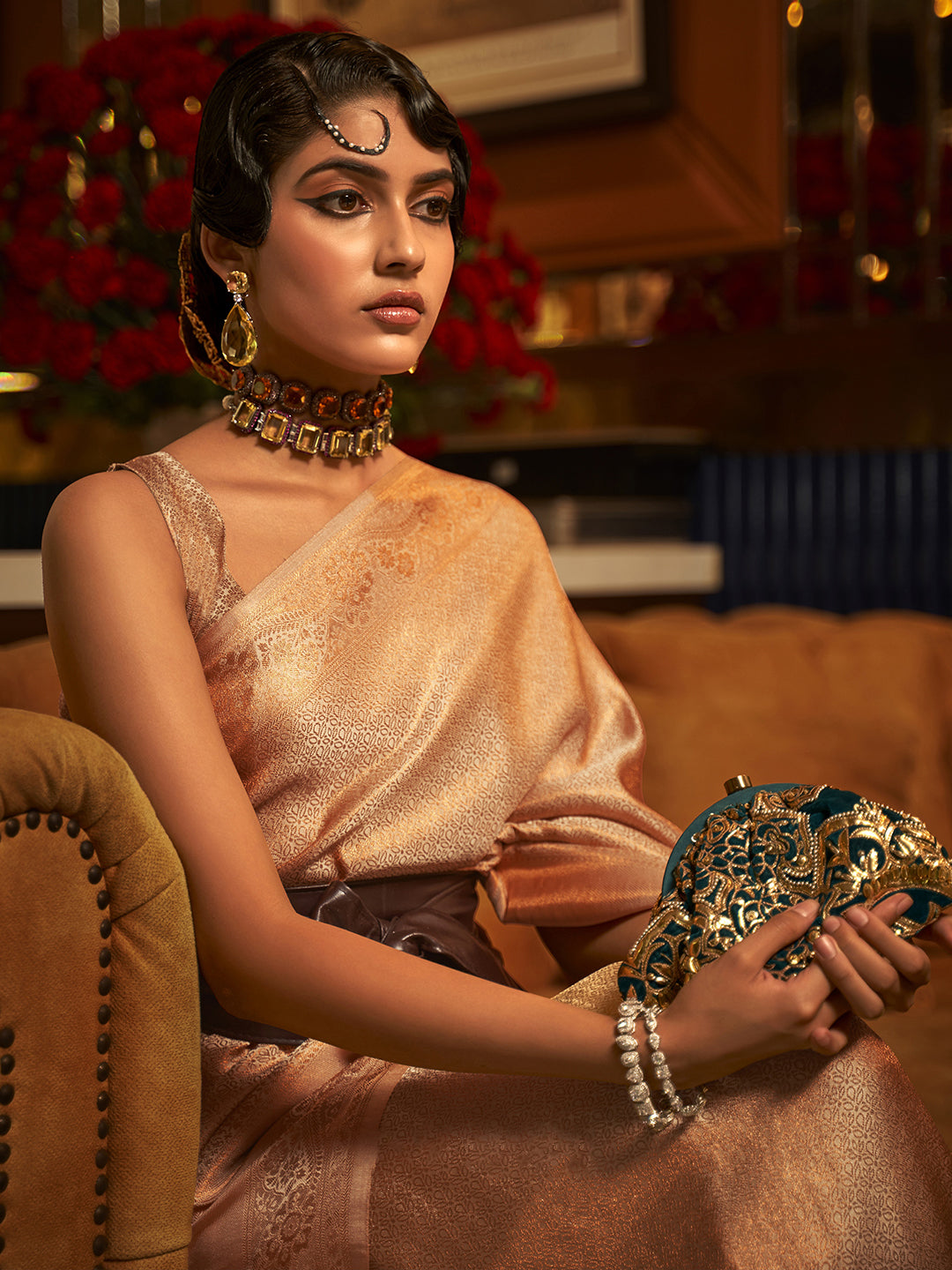 CREAM  KUMBAL SILK SAREE