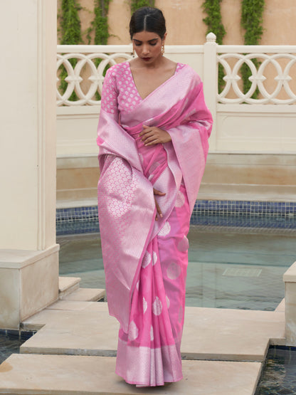 PINK KEVAAH LINEN SAREE