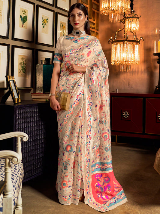 CREAM KHYBER SILK SAREE