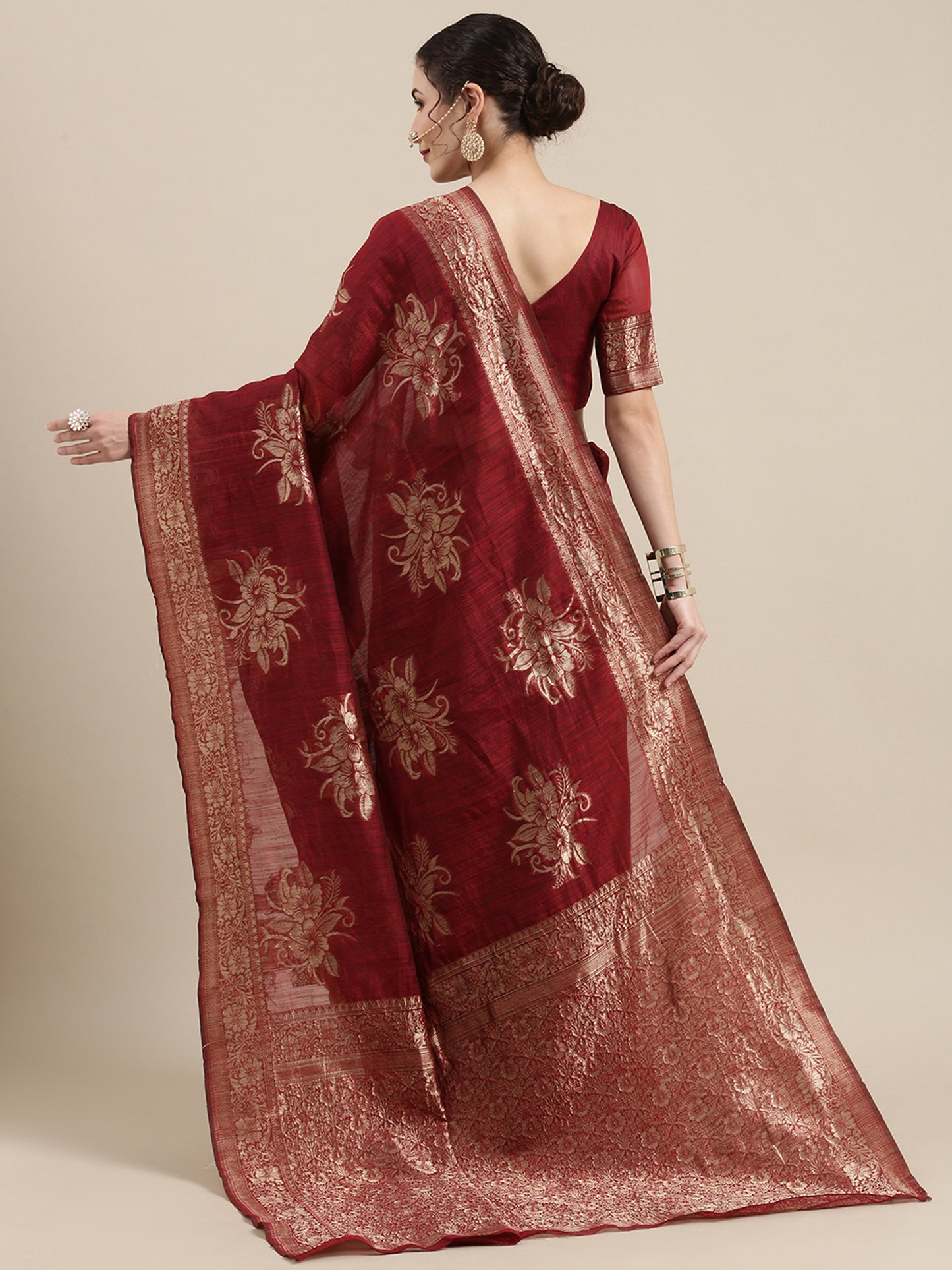 MAROON LINEN JECQUARD VOL.09 SAREE