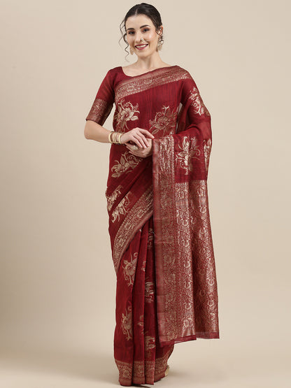 MAROON LINEN JECQUARD VOL.09 SAREE