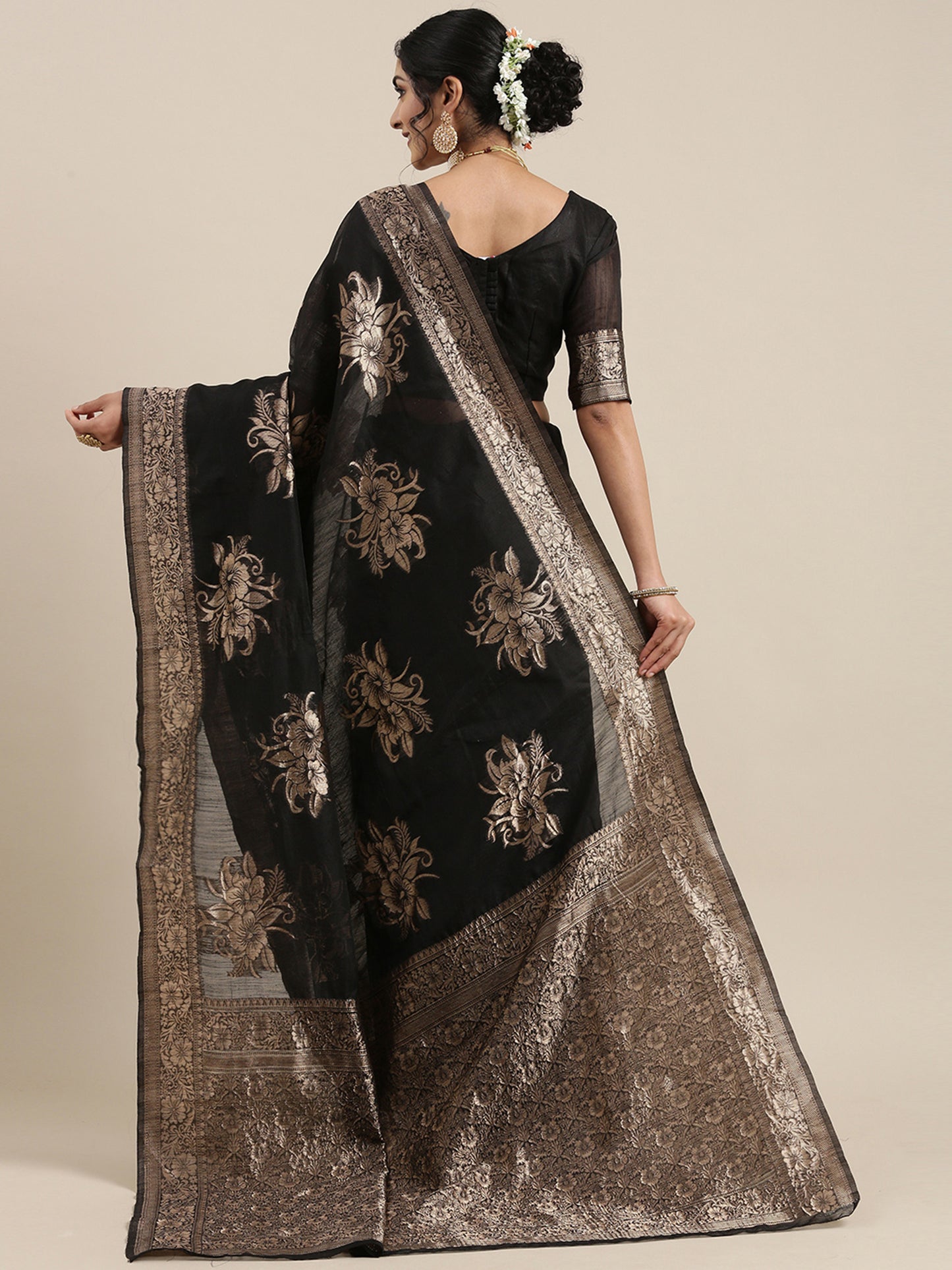 BLACK LINEN JECQUARD VOL.09 SAREE
