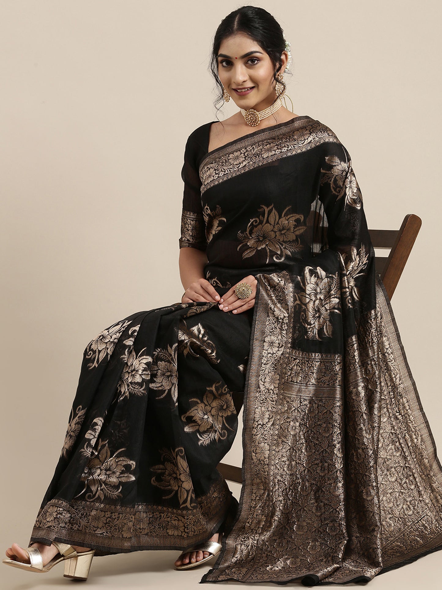 BLACK LINEN JECQUARD VOL.09 SAREE