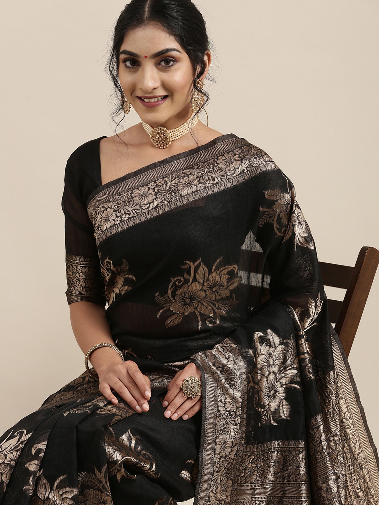 BLACK LINEN JECQUARD VOL.09 SAREE