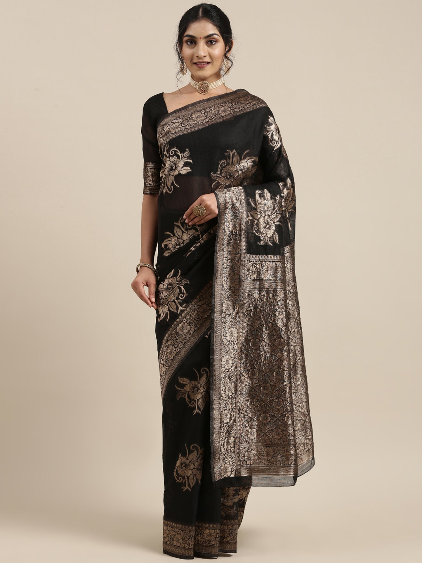 BLACK LINEN JECQUARD VOL.09 SAREE