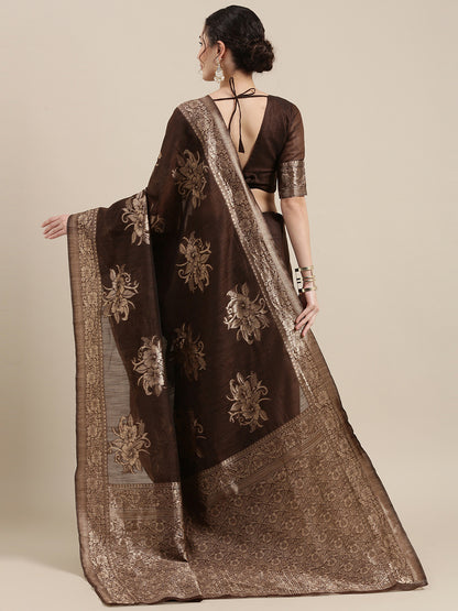 BROWN LINEN JECQUARD VOL.09 SAREE