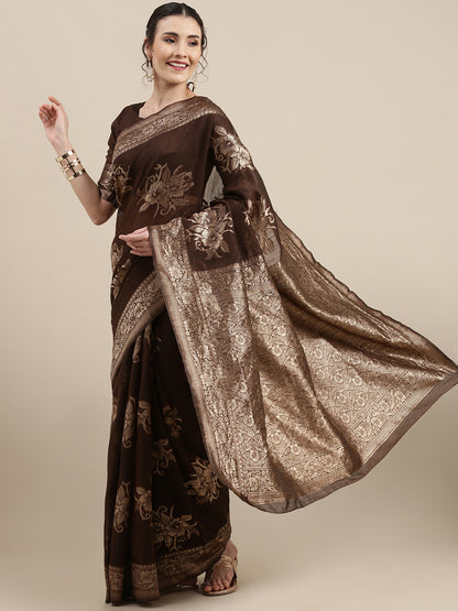 BROWN LINEN JECQUARD VOL.09 SAREE