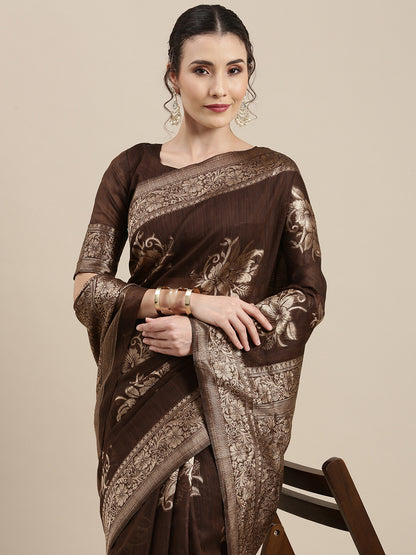 BROWN LINEN JECQUARD VOL.09 SAREE
