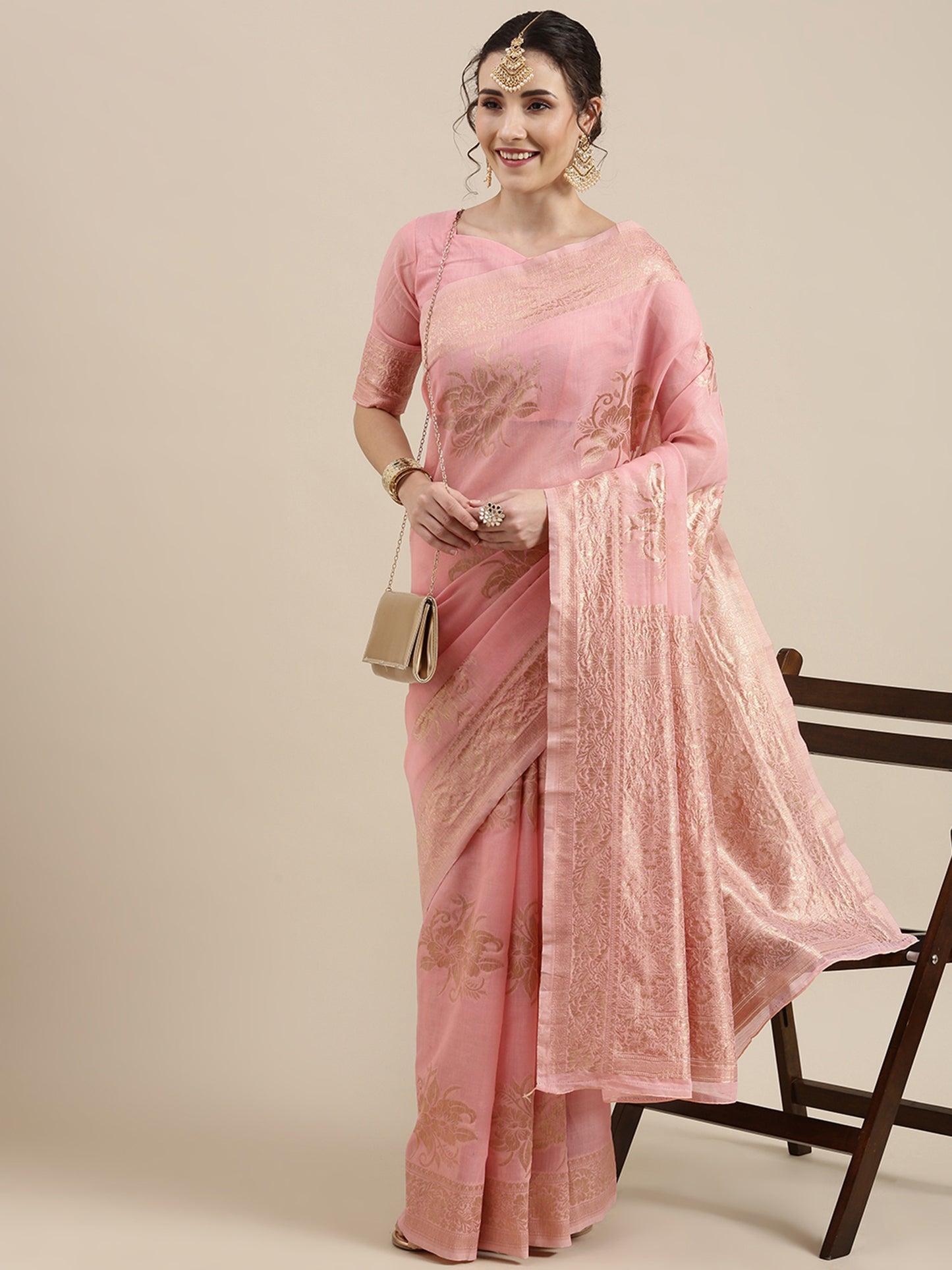PINK LINEN JECQUARD VOL.09 SAREE