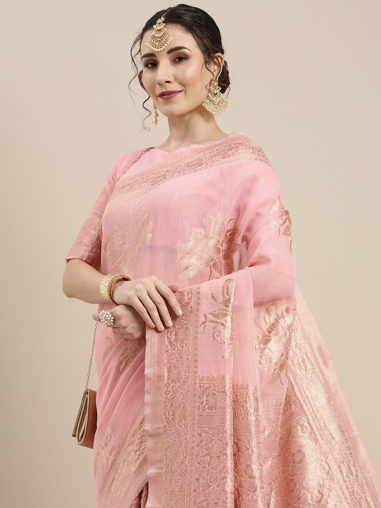 PINK LINEN JECQUARD VOL.09 SAREE