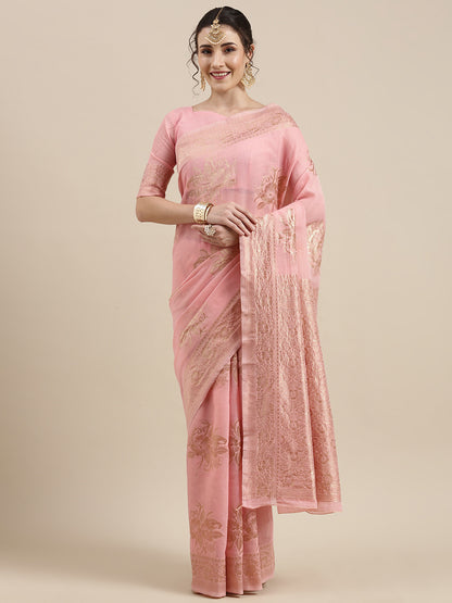 PINK LINEN JECQUARD VOL.09 SAREE