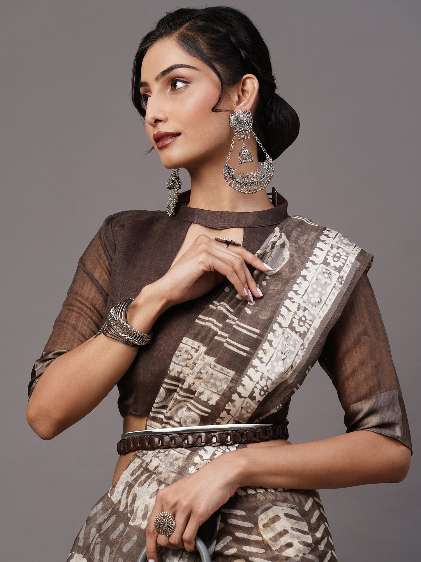 CHARCOAL GREY LINEN SATIN - 157 COTTON